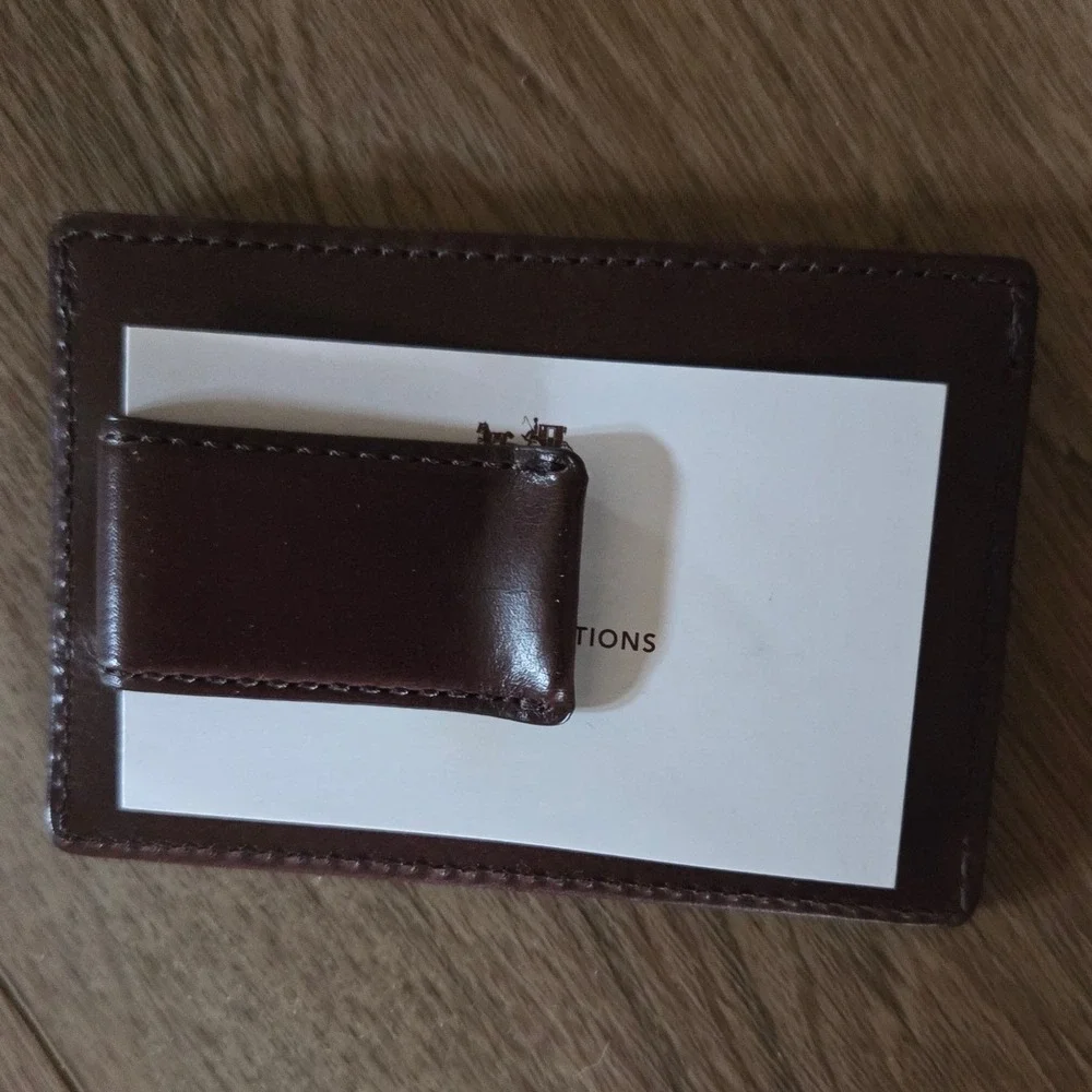 Coach Mens Mahogany Leather Magnetic Money Clip Card Case Wallet F74393 MAH